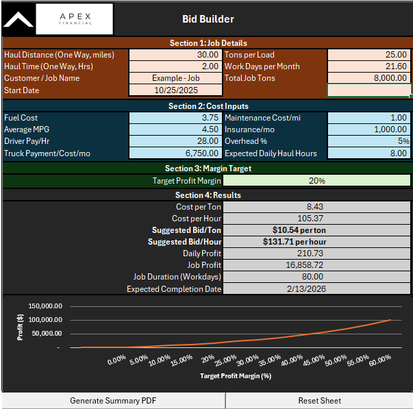 Aggregate Hauler Bid Builder